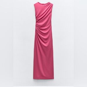 Zara Fushia draped midi dress